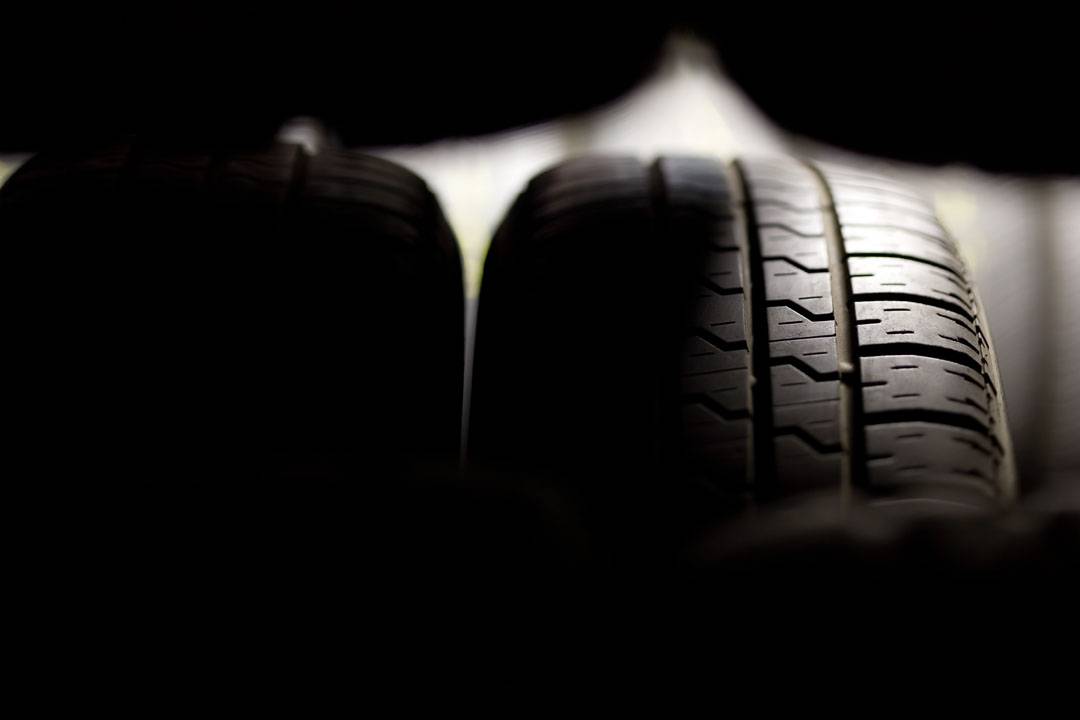 Tyres in a dark room